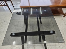 Lamp Table Glass/Black Legs