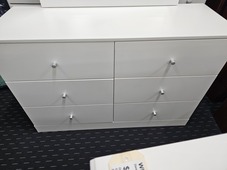 6 Drawer Lowboy, White, Black, Brown