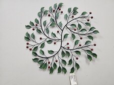 Metal Wall Art Circular Branch Leaves & Berries