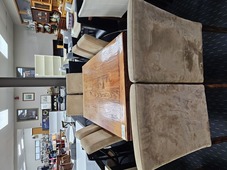 Oak Table & 8 Chairs Light Brown Material